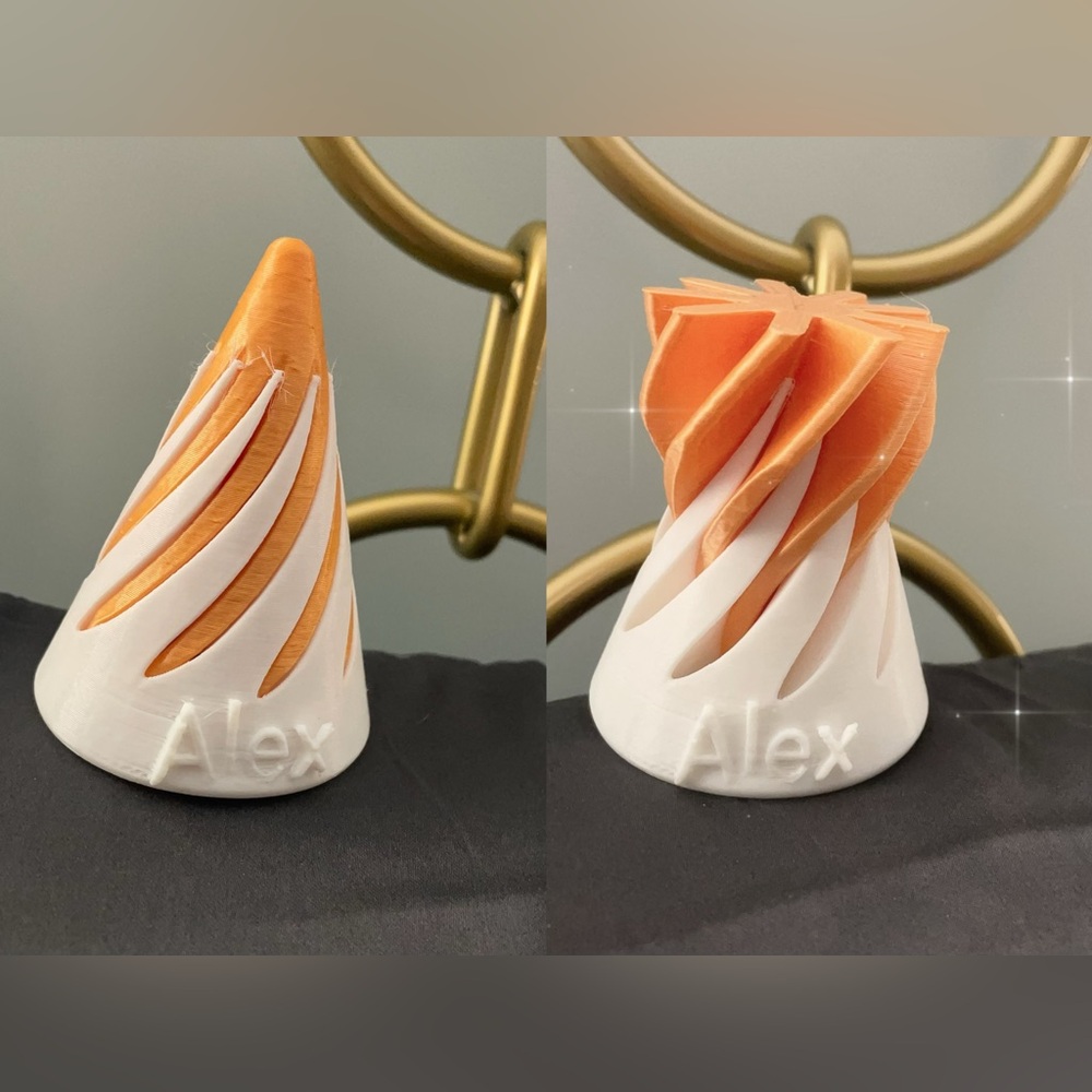 Personalize 3D printed spiral cone fidget toys